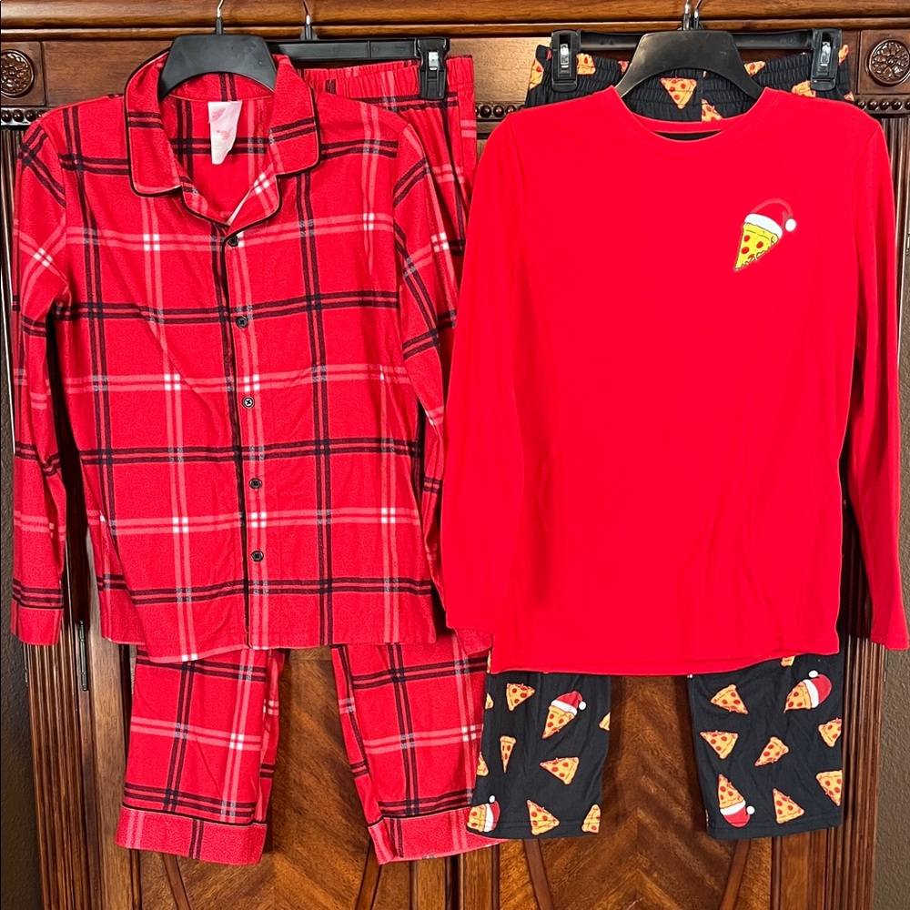 WondershopTarget Red Plaid and Cat and Jack Christmas Pizza Boy’s Pajama Set